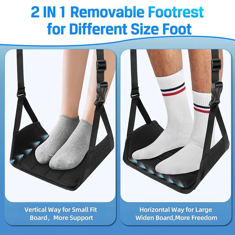 Airplane Foot Hammock With Removable Pad Adjustable Strap  Memory Foam Travel Foot Rest For Plane O 3