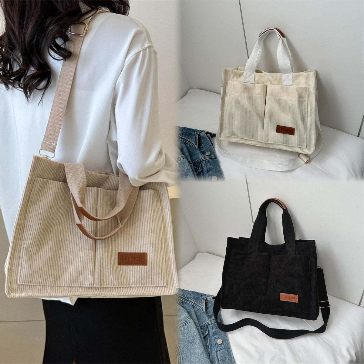 Stylish Canvas Crossbody Shoulder Bag for Women Large Capacity Commuter Handbag
