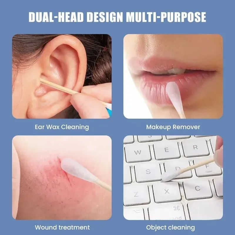 100pcs Per Pack Baby Cotton Swabs  DoubleEnded Ear Cleaning Sticks Healthy Cleaning Tools For Infan 2