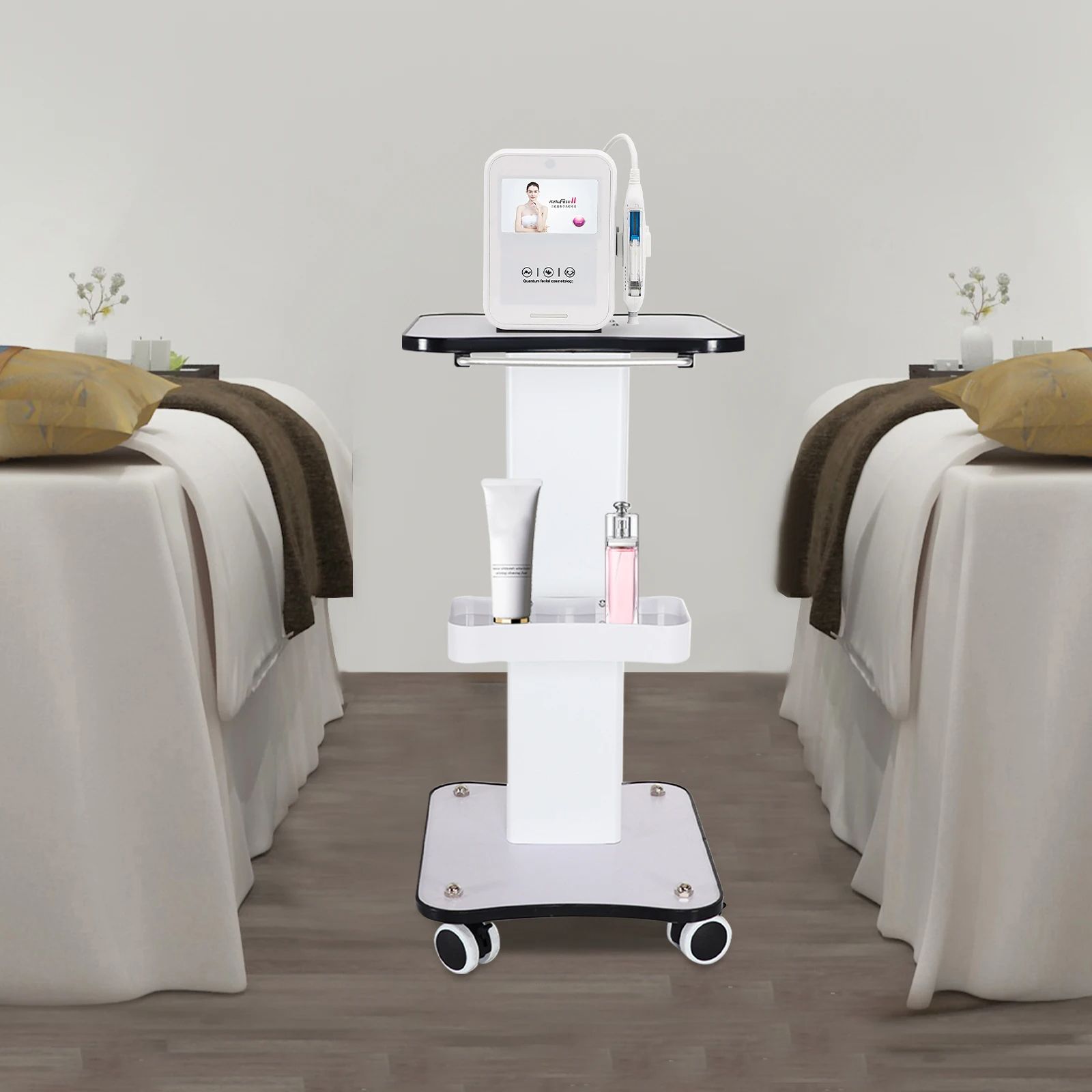 3Tier Rolling Trolley Cart For Beauty Salons SPA Equipment Machine Holder Organizer With Push Handl 2