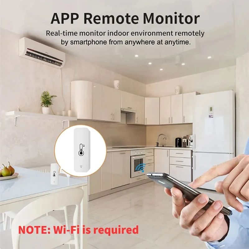 Smart WiFi Temperature And Humidity Sensor Wireless Remote Monitoring Via SmartLife App Works With  2