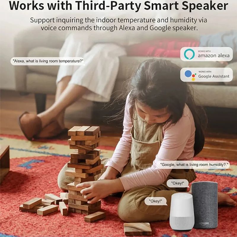 Smart WiFi Temperature And Humidity Sensor Wireless Remote Monitoring Via SmartLife App Works With  4