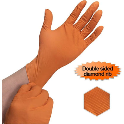 Nitrile Gloves Thick Heavy Duty Industrial Disposable Gloves With Diamond Texture Latex Free Mechan 1