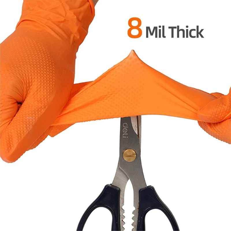 Nitrile Gloves Thick Heavy Duty Industrial Disposable Gloves With Diamond Texture Latex Free Mechan 2