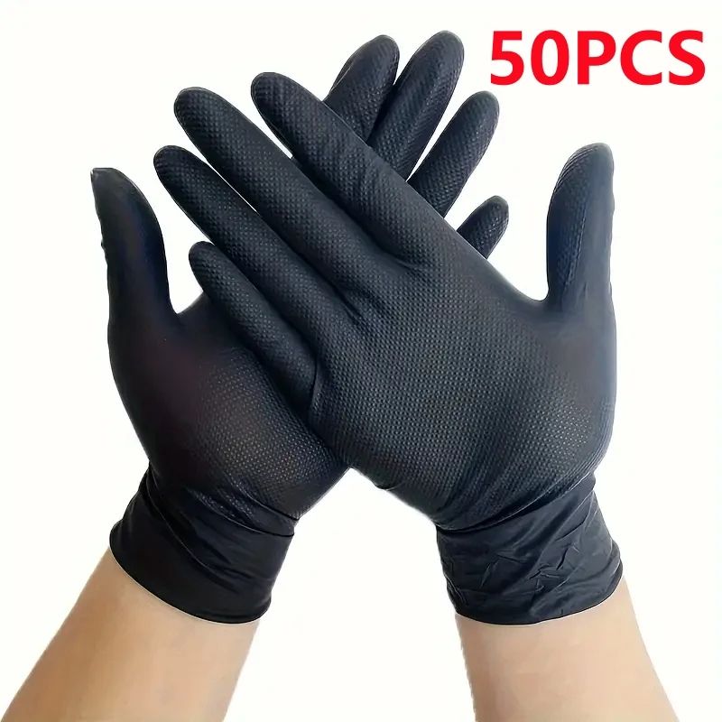 Nitrile Gloves Thick Heavy Duty Industrial Disposable Gloves With Diamond Texture Latex Free Mechan 7