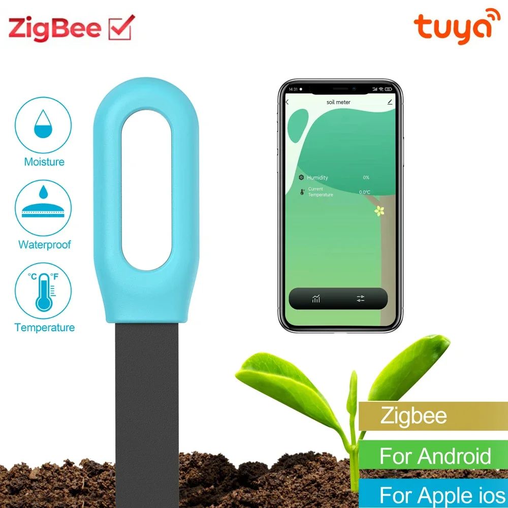 Tuya Smart Zigbee Soil Tester – Wireless Thermometer & Hygrometer for Garden Automation & Plant Irrigation
