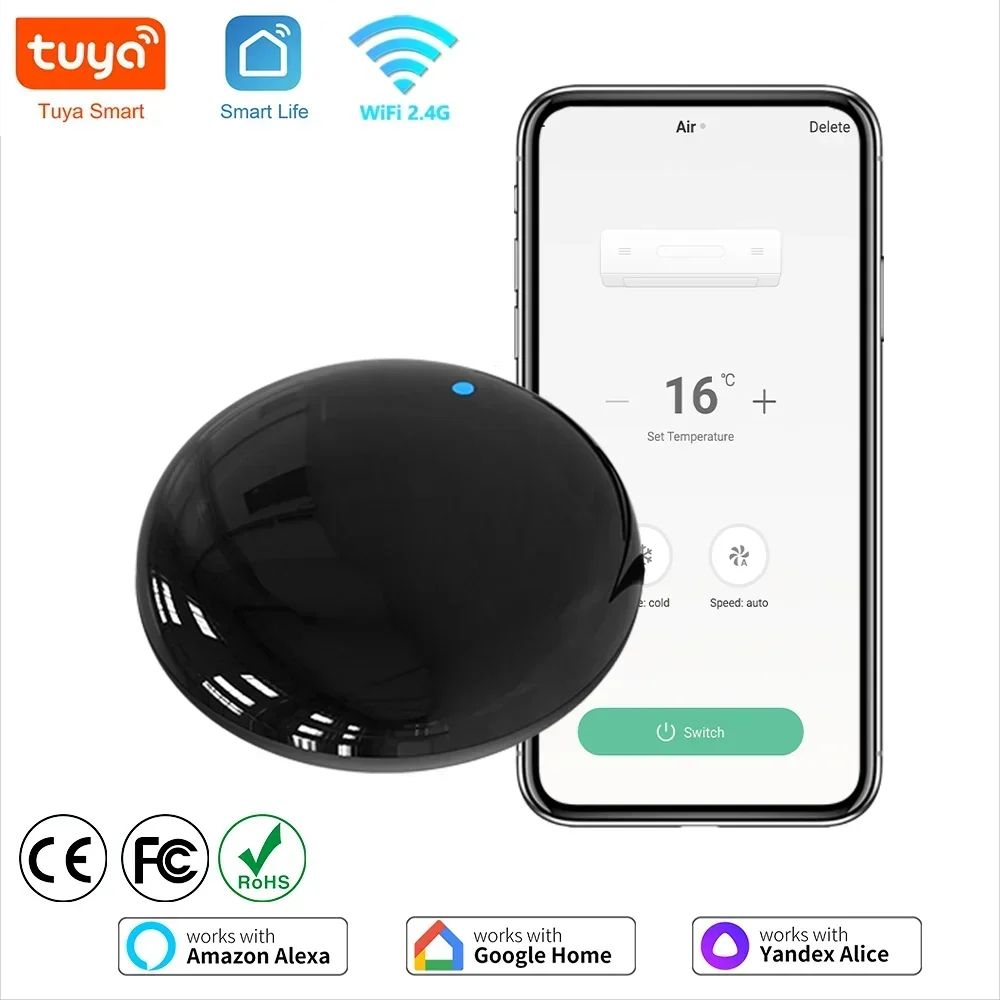 Smart Universal WiFi IR Remote Control for TV, AC, Works with Alexa, Google Home, Yandex