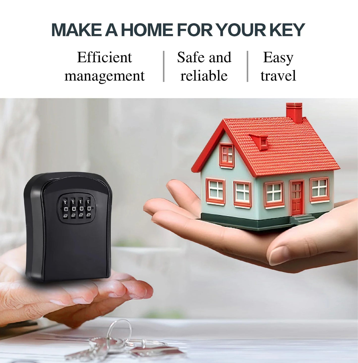 Key Keeper Combination Lock Wall Mounted Waterproof 4Digit Password Safe Box Easy Installation For  3