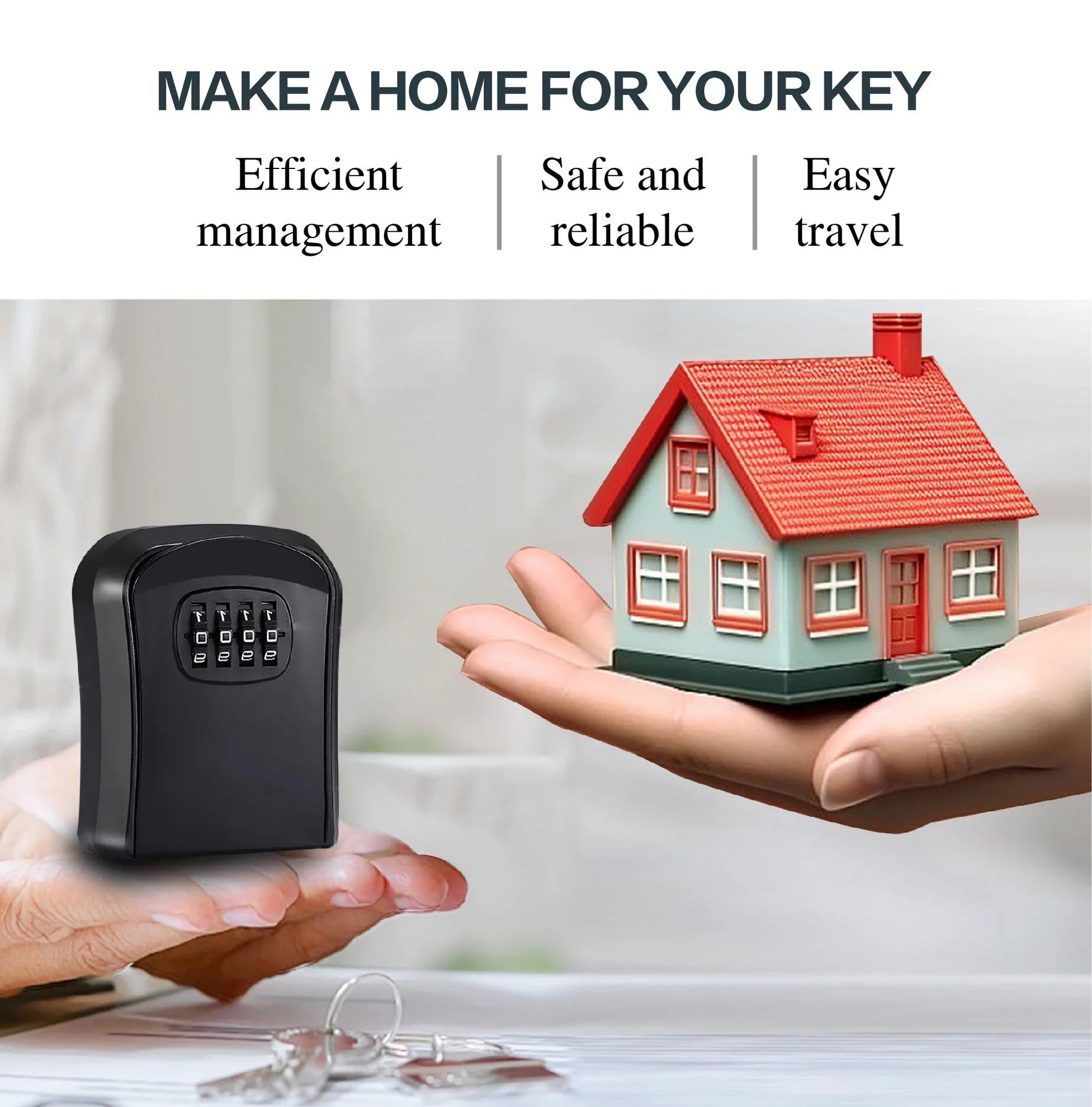 Key Keeper Combination Lock Wall Mounted Waterproof 4Digit Password Safe Box Easy Installation For  3