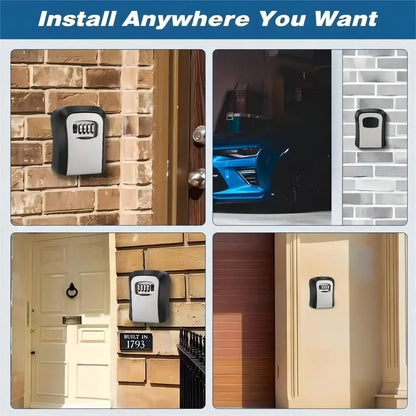 Key Keeper Combination Lock Wall Mounted Waterproof 4Digit Password Safe Box Easy Installation For  4