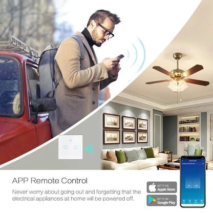 Tuya WiFi Smart Home Switch Gang Glass Touch Panel Voice  App Control Works With Alexa  Google Home 2