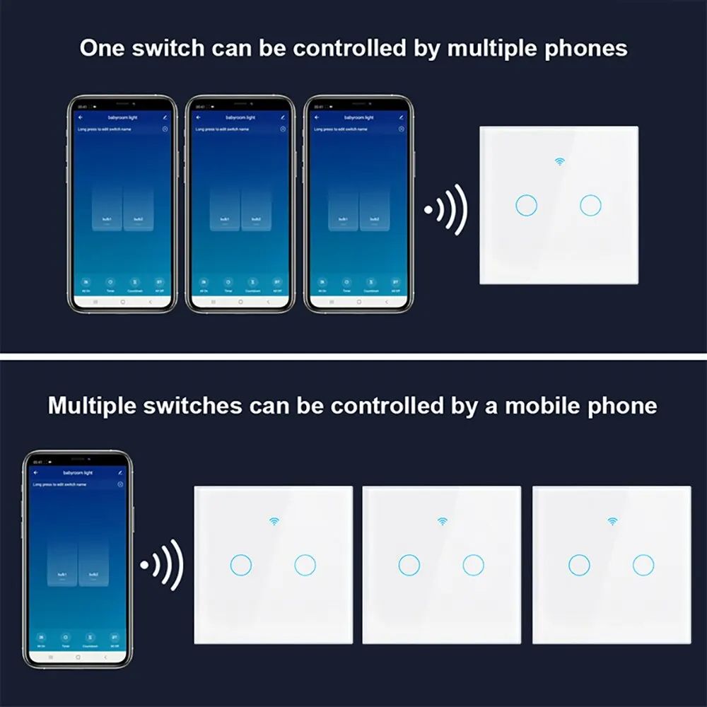 Tuya WiFi Smart Home Switch Gang Glass Touch Panel Voice  App Control Works With Alexa  Google Home 5