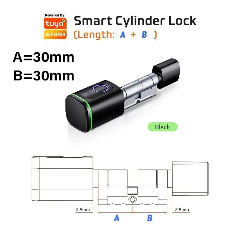 Tuya Bluetooth Smart Cylinder Lock Fingerprint  IC Card Access Includes Battery Easy S1 Replacement 5