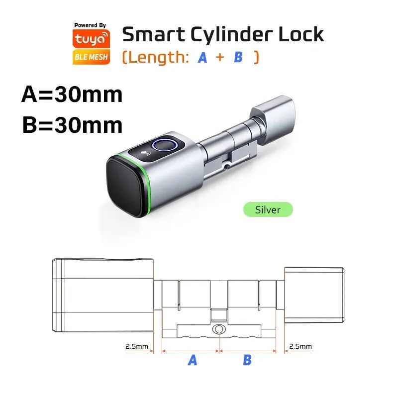 Tuya Bluetooth Smart Cylinder Lock Fingerprint  IC Card Access Includes Battery Easy S1 Replacement 6