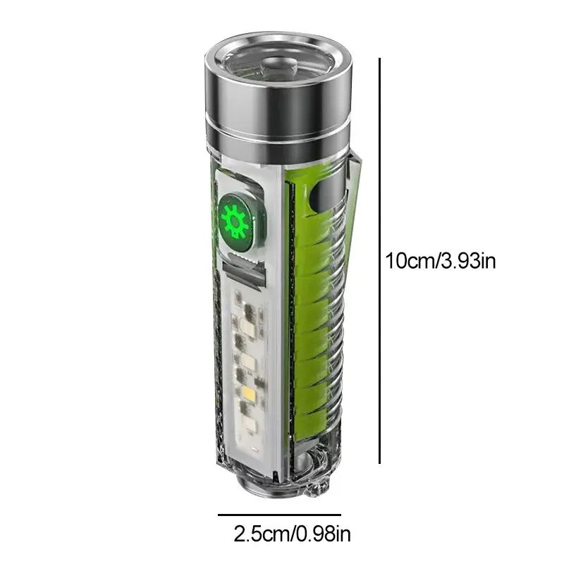 Multifunction USB C Rechargeable LED Mini Keychain Flashlight Portable Torch With Tail Magnet  UV L 5