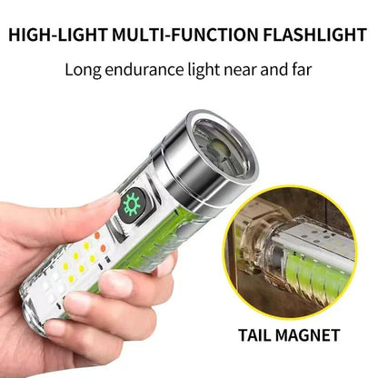 Multifunction USB C Rechargeable LED Mini Keychain Flashlight Portable Torch With Tail Magnet  UV L 4