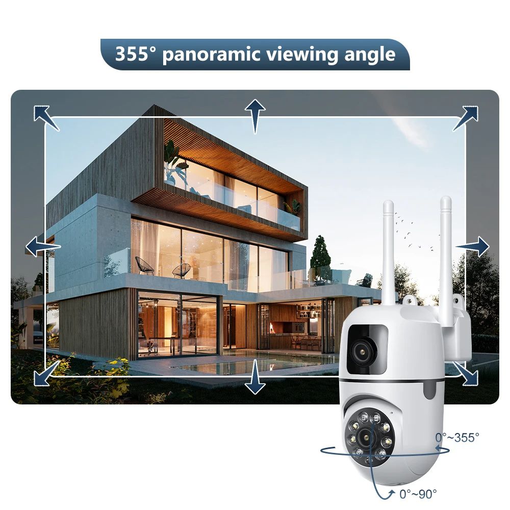 Dual Lens Outdoor WiFi Surveillance Camera PTZ Dual Screen AI Auto Tracking Waterproof Security IP  3