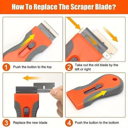 Glue Removal Blade With 10 Blades  Telescopic Adjustment Knife Cleaning Scraper Tool For Label Stic 4