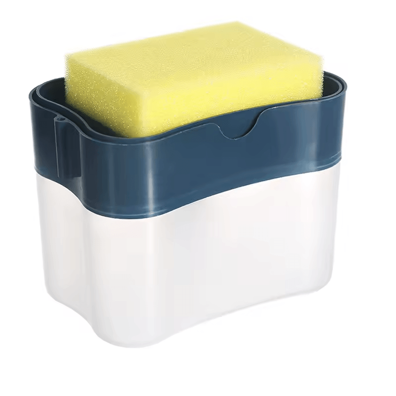 Press Soap Dispenser Box with Scrubbing Liquid Container Automatic Detergent Foam Delivery for Kitchen Bathroom, Sponge