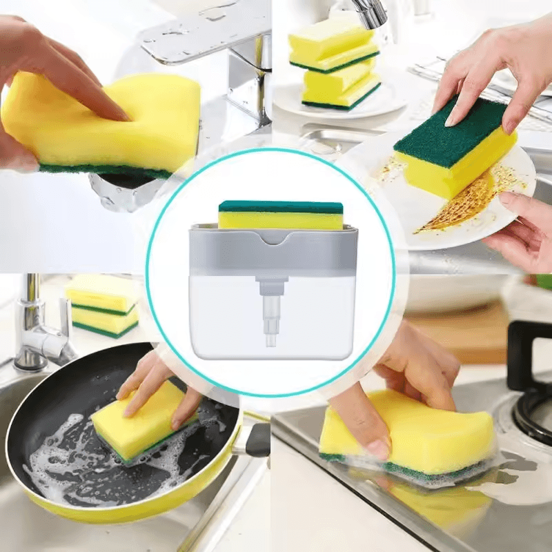 Press Soap Dispenser Box With Scrubbing Liquid Container Automatic Detergent Foam Delivery For Kitc 7