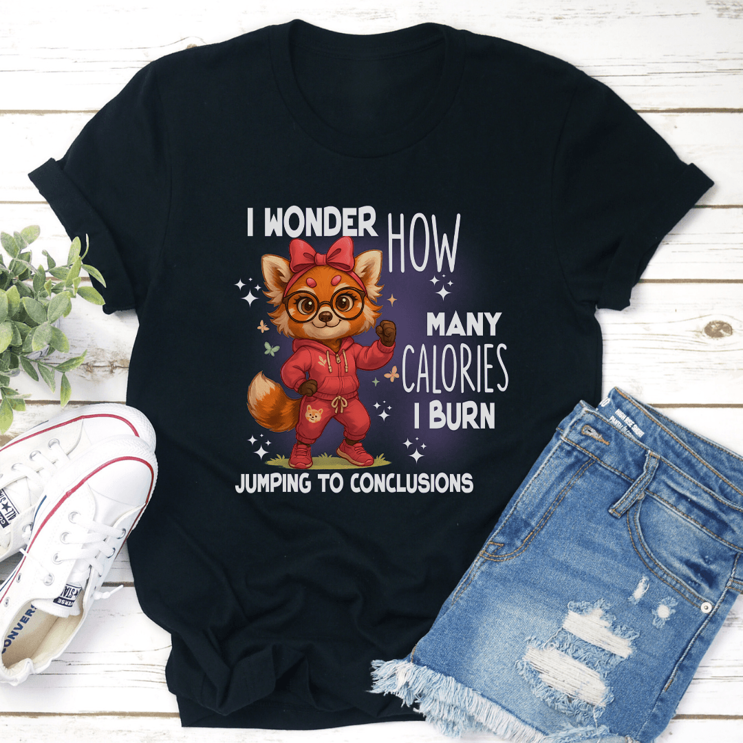 I Wonder How Many Calories I Burn Jumping To Conclusions Tee 3