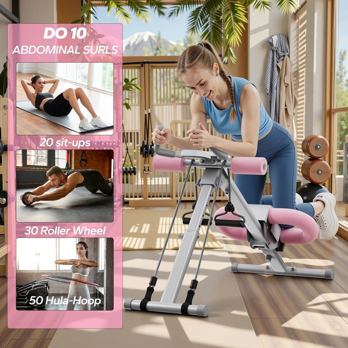 MERACH CoreFlex Adjustable Ab Trainer  Foldable Home Gym Machine With Knee Support 2