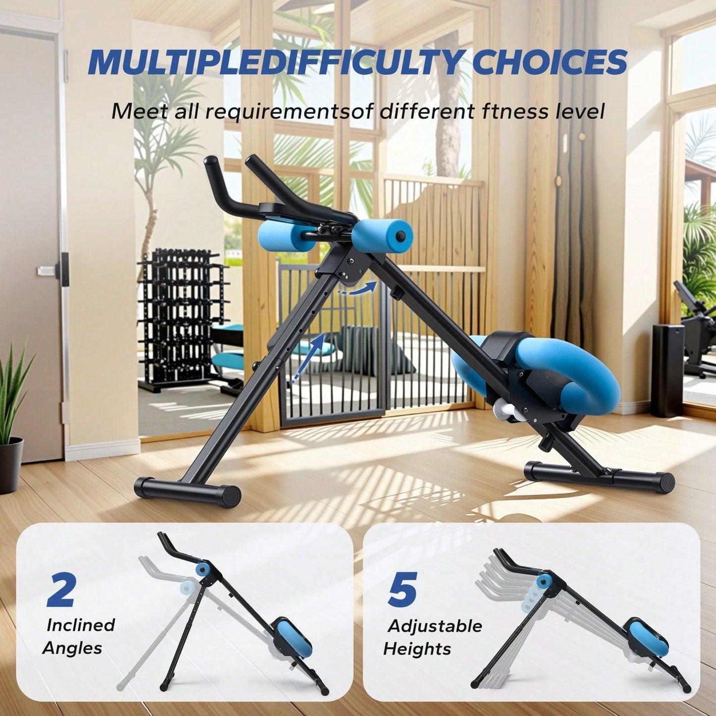 MERACH CoreFlex Adjustable Ab Trainer  Foldable Home Gym Machine With Knee Support 6