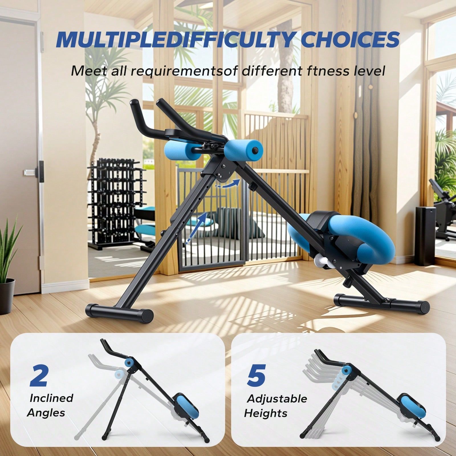 MERACH CoreFlex Adjustable Ab Trainer  Foldable Home Gym Machine With Knee Support 6