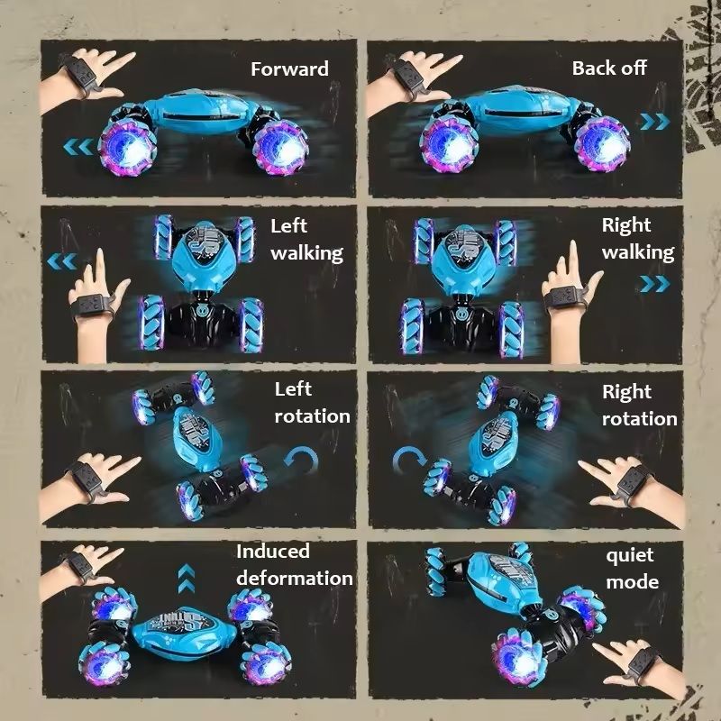 4WD GestureControlled Stunt Drift Car  LED Twist Deformation RC Toy For Kids 2
