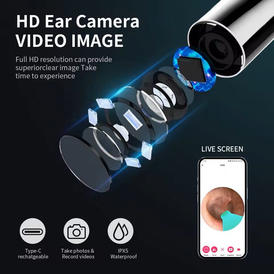 HD Ear Cleaner With Camera  Rechargeable USB C Otoscope Set For Safe And Visible Wax Removal 2