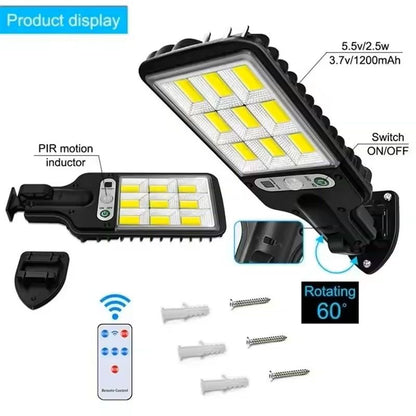 Solar Powered LED Wall Light  Motion Sensor Outdoor Lamp For Garden Garage Patio And Street Lightin