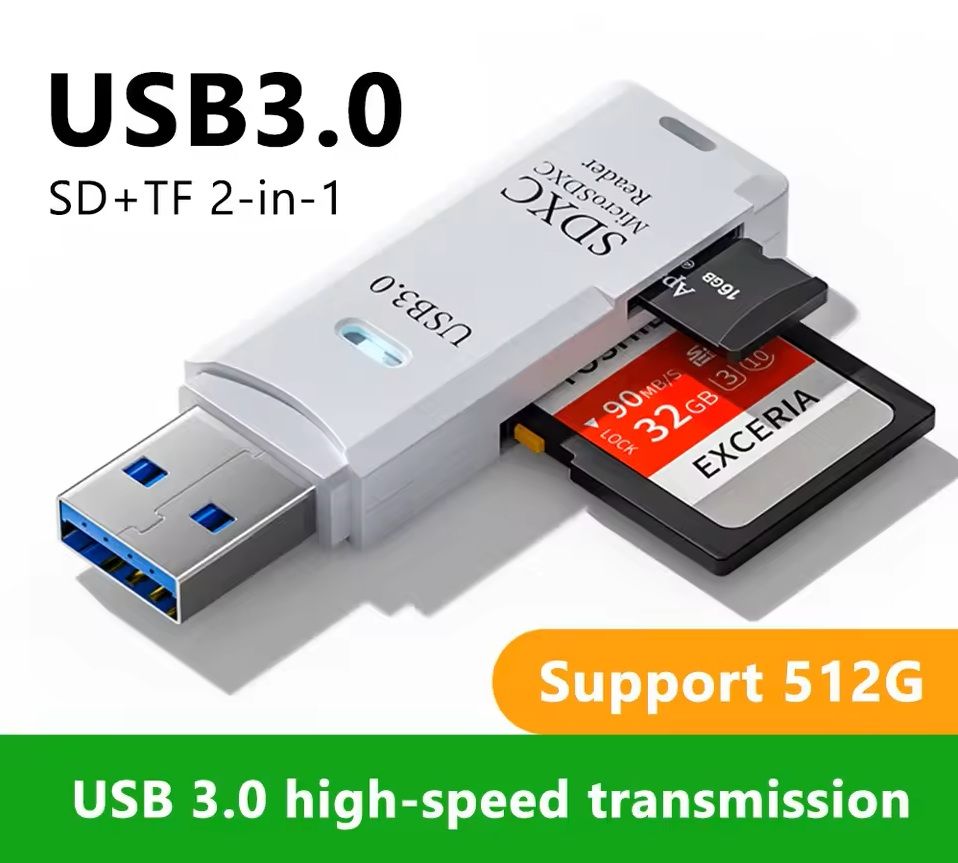 2in1 USB 30 Card Reader  HighSpeed Micro SD TF Memory Card Adapter For PC And Laptop Use 9