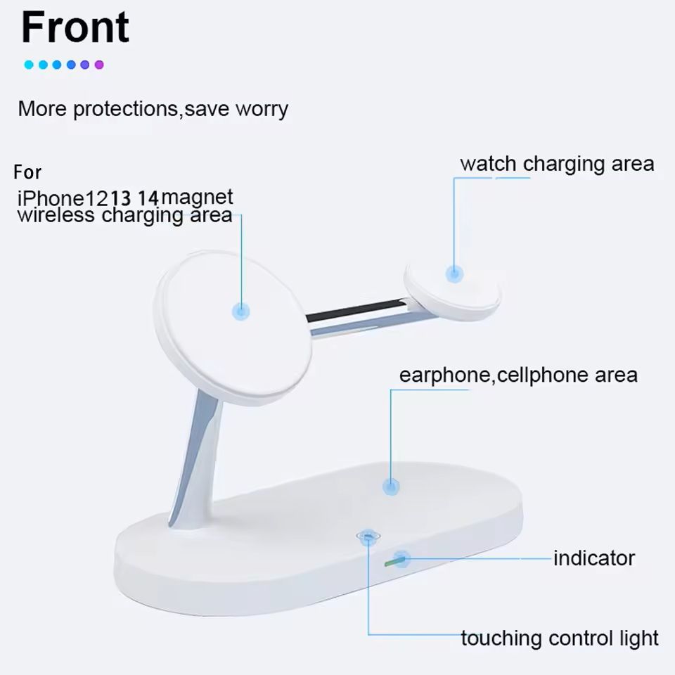 3-in-1 Wireless Charging Stand – Fast Charger Dock for iPhone, Apple Watch, and AirPods