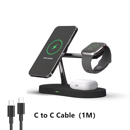 3-in-1 Wireless Charging Stand – Fast Charger Dock for iPhone, Apple Watch, and AirPods