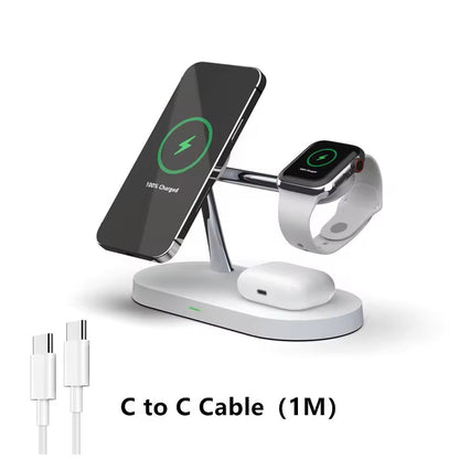 3-in-1 Wireless Charging Stand – Fast Charger Dock for iPhone, Apple Watch, and AirPods