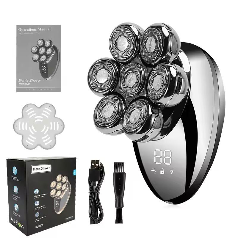 7D Floating Head Electric Shaver  Waterproof Bald Head And Beard Trimmer With LCD Display For Wet A 3
