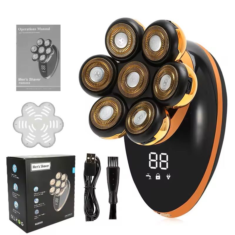 7D Floating Head Electric Shaver  Waterproof Bald Head And Beard Trimmer With LCD Display For Wet A 8