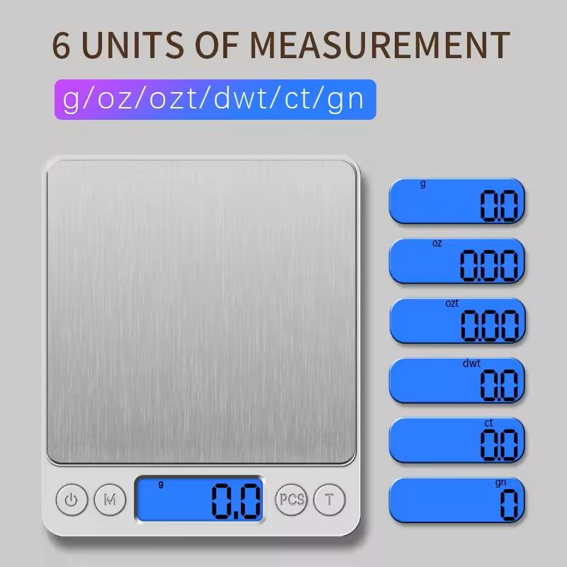 Precision Digital Kitchen and Jewelry Scale – Portable 500g/0.01g or 3kg/0.1g Electronic Scale for Food, Baking, and Mea