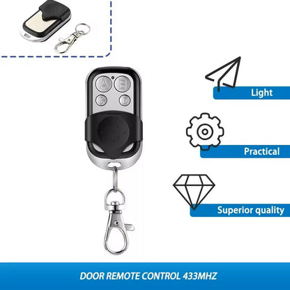 433MHz Universal Garage Door Remote – 4-Button Lock/Unlock Metal Transmitter for Gates, Doors & Security Systems
