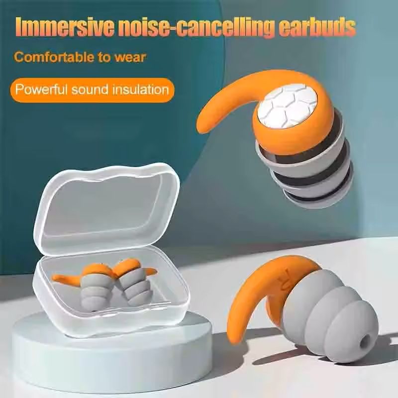 ThreeLayer Silicone Noise Cancelling Earplugs  Waterproof Reusable Mute Plugs For Sleep Swimming  T 12