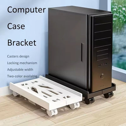 Adjustable Rolling CPU Stand – Ventilated PC Tower Cart with Caster Wheels for Under-Desk Setup