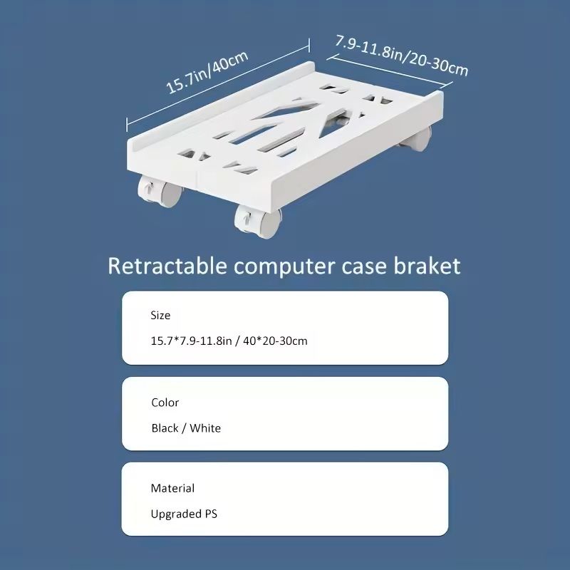 Adjustable Rolling CPU Stand  Ventilated PC Tower Cart With Caster Wheels For UnderDesk Setup 3