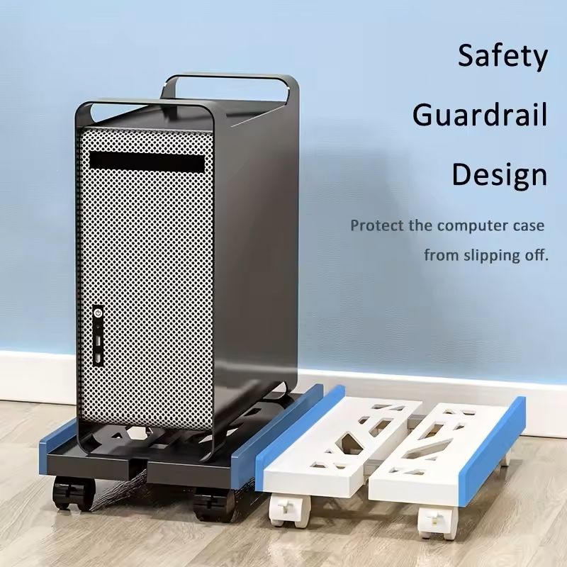 Adjustable Rolling CPU Stand  Ventilated PC Tower Cart With Caster Wheels For UnderDesk Setup 5
