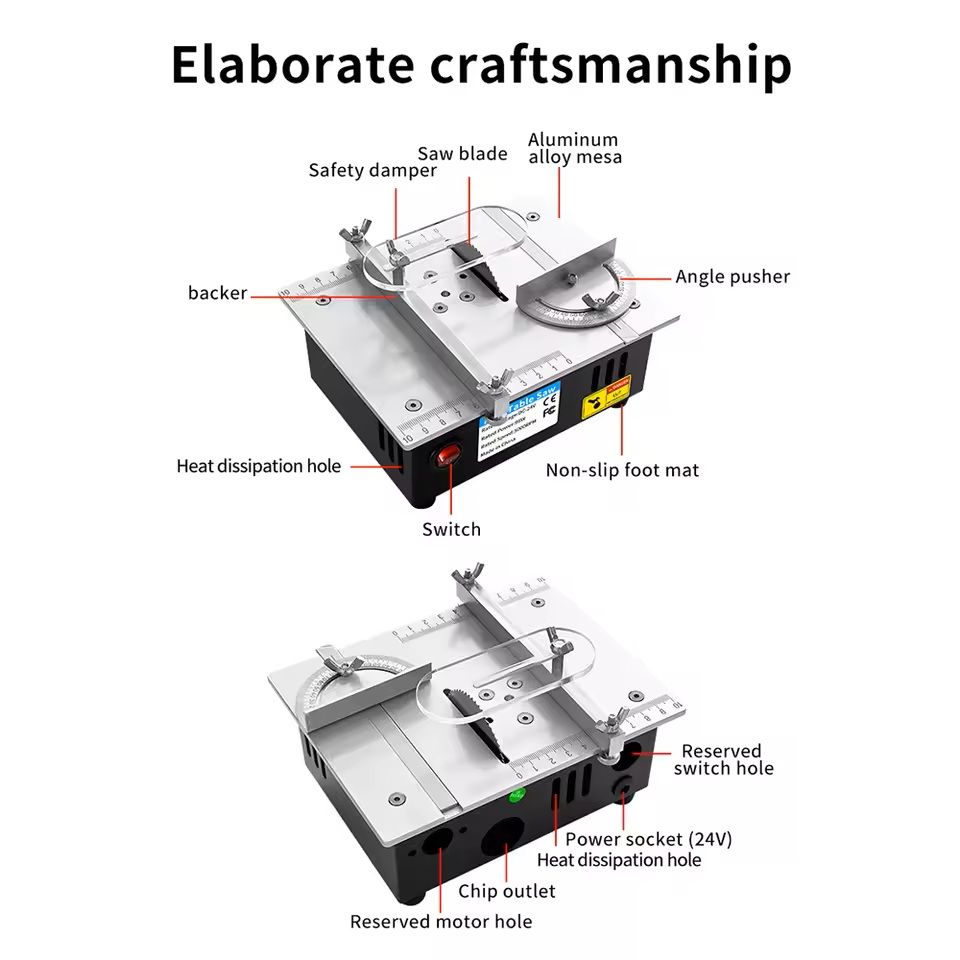 Mini Precision Woodworking Table Saw  24V MultiFunction Electric Cutter For DIY Crafting Trimming   4
