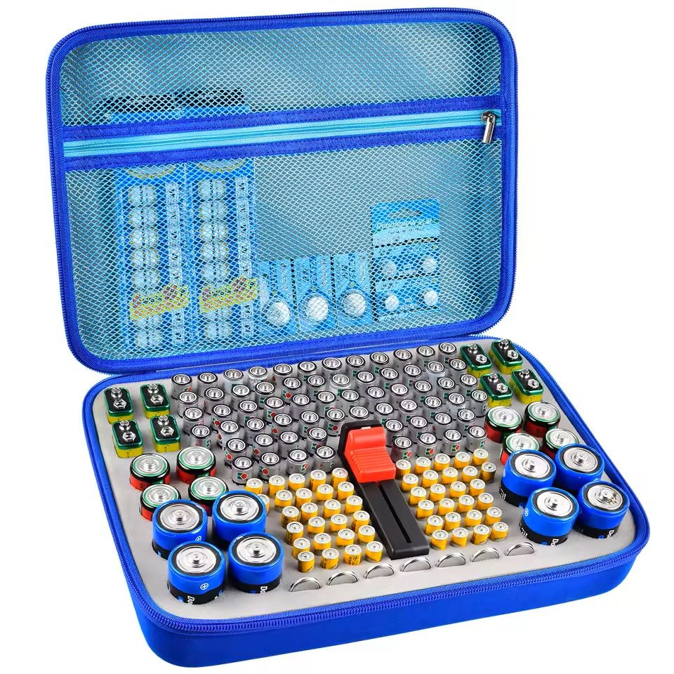 Battery Storage Organizer Case With Tester  Compact Battery Holder For AA AAA C D 9V  Button Cells 3