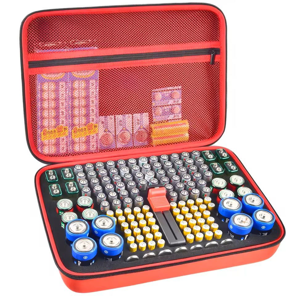 Battery Storage Organizer Case With Tester  Compact Battery Holder For AA AAA C D 9V  Button Cells 4