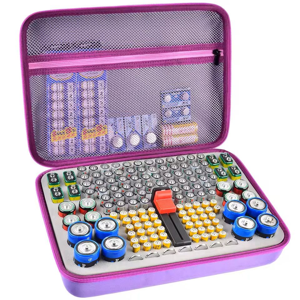 Battery Storage Organizer Case With Tester  Compact Battery Holder For AA AAA C D 9V  Button Cells 5