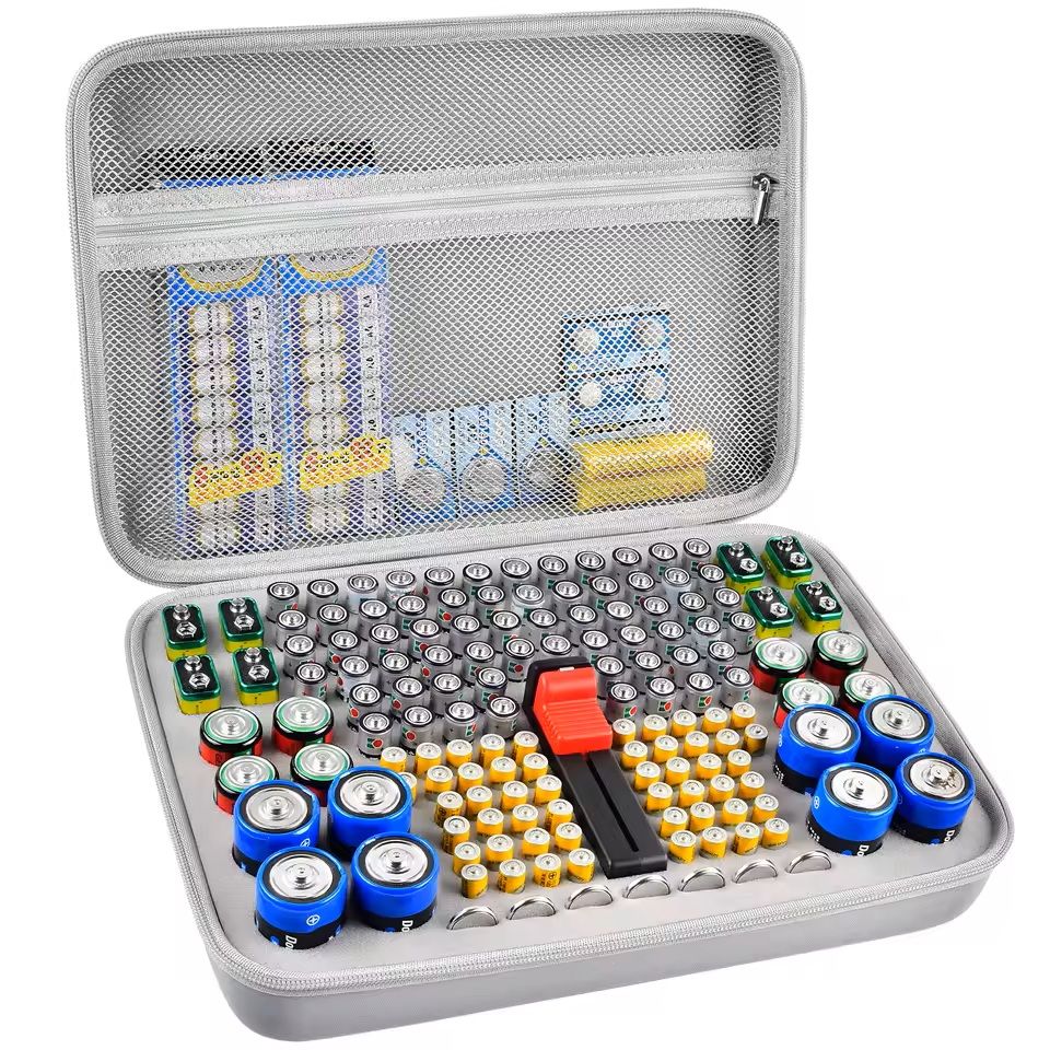 Battery Storage Organizer Case With Tester  Compact Battery Holder For AA AAA C D 9V  Button Cells 13