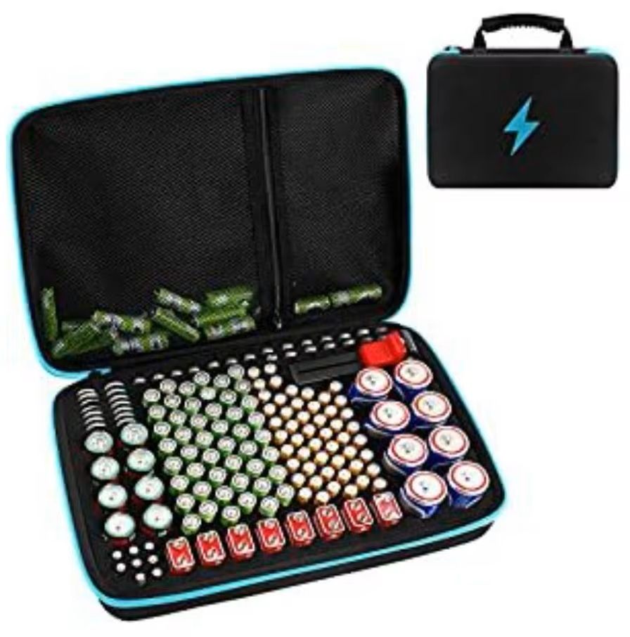 Battery Storage Organizer Case With Tester  Compact Battery Holder For AA AAA C D 9V  Button Cells 6