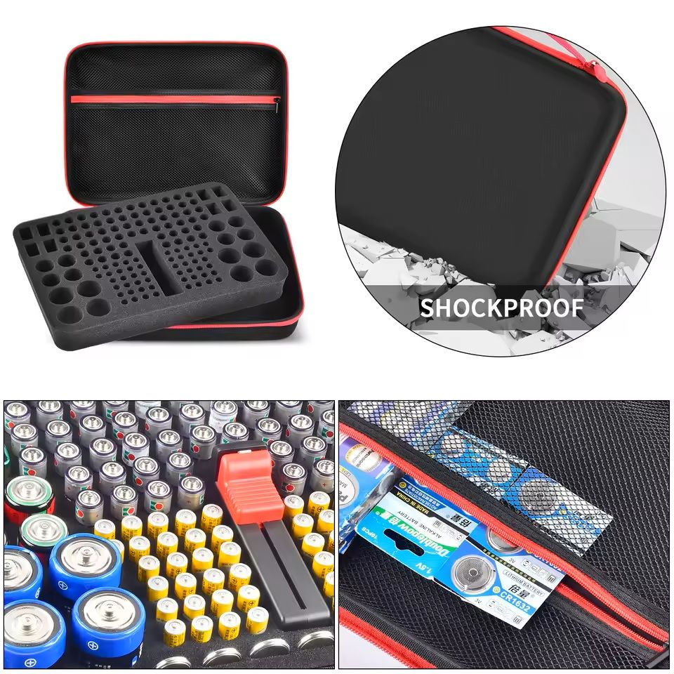 Battery Storage Organizer Case With Tester  Compact Battery Holder For AA AAA C D 9V  Button Cells 7